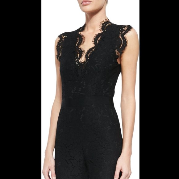 Rachel Zoe Reesa Scalloped Lace Jumpsuit, Black, 2 - Picture 3 of 12